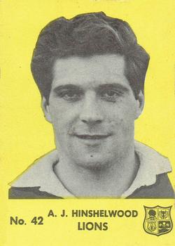1968 Playtime Rugby Gum Famous Rugby Players - Yellow #42 Sandy Hinshelwood Front